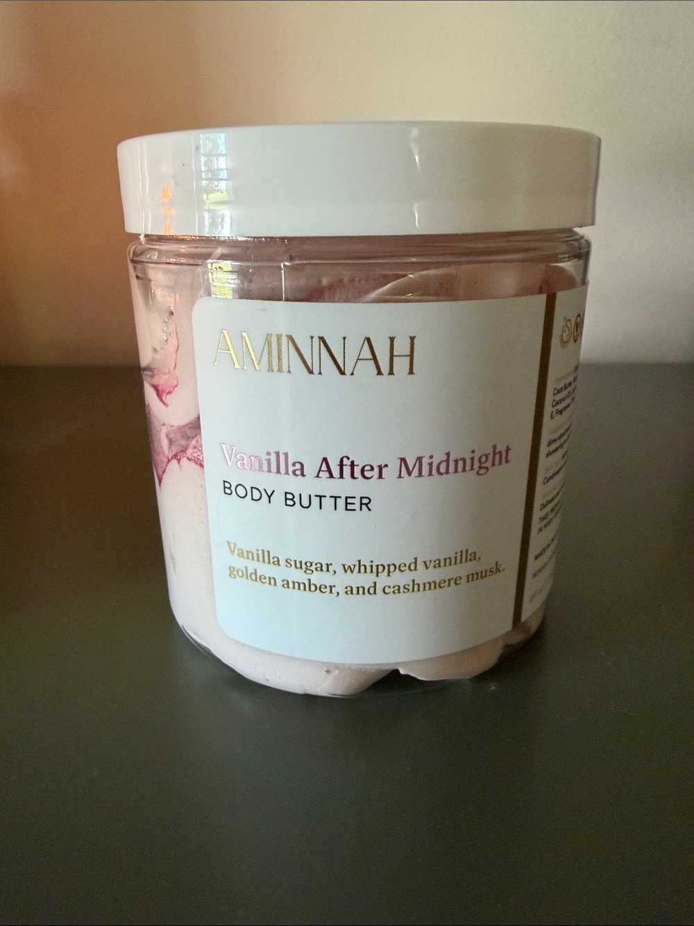 AMINNAH Vanilla After Midnight Body Butter - Pink & White Swirl